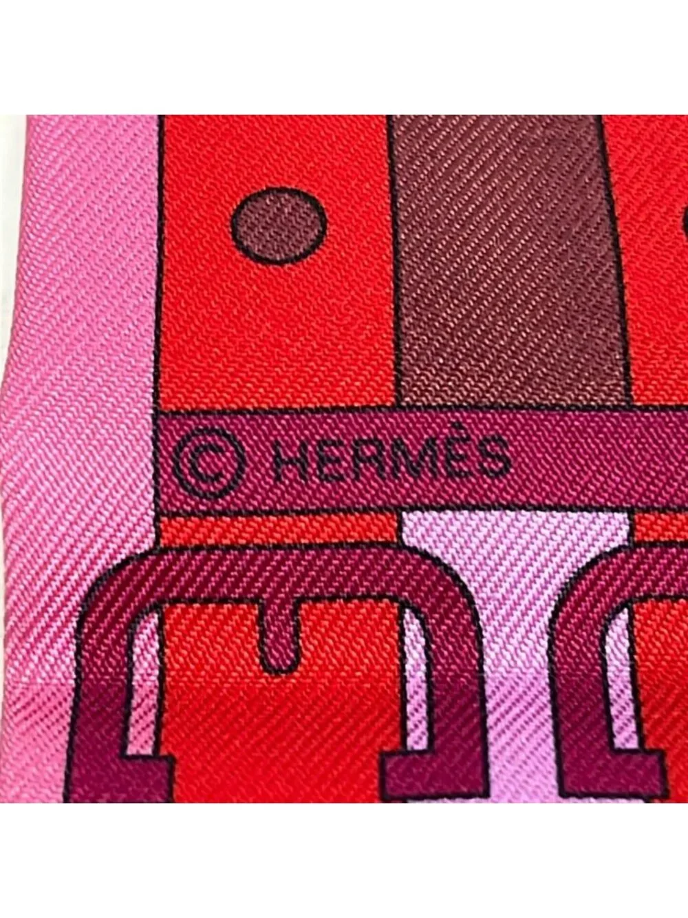 Hermes Scarf Twilly Pink Bordeaux Multi Horse Same